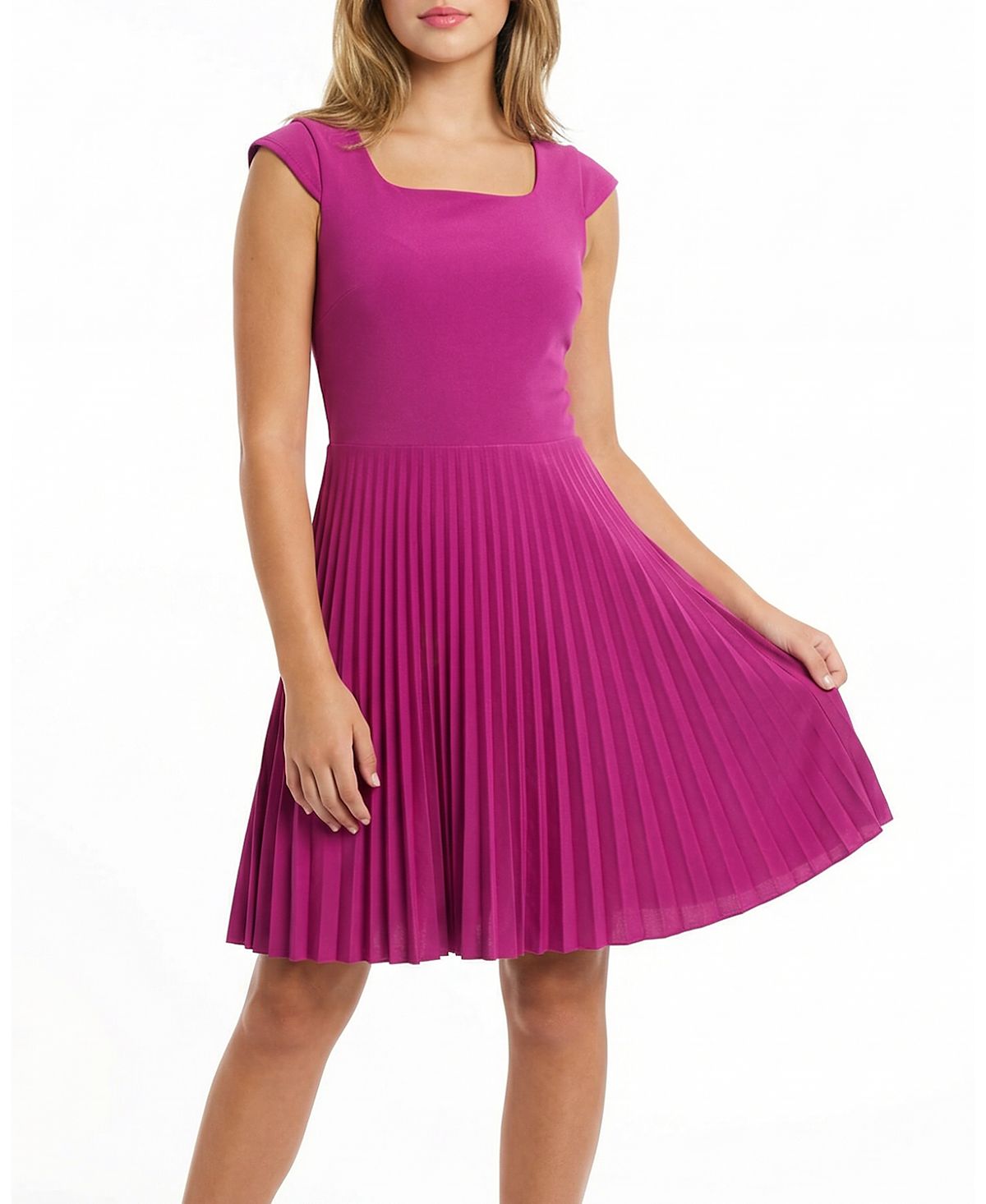 Un Deux Trois Girls' Cap Sleeve Pleated Dress - Big Kid