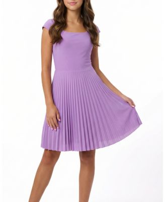 Un Deux Trois Girls' Cap Sleeve Pleated Dress - Big Kid