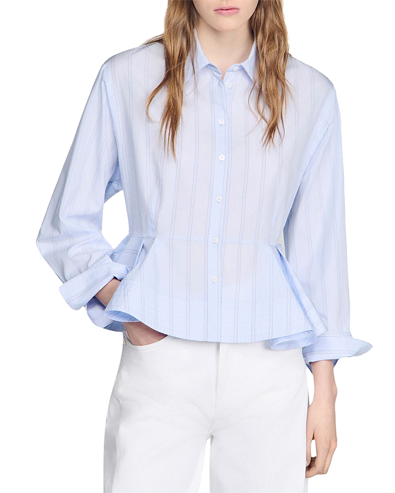 Sandro Striped Peplum Shirt