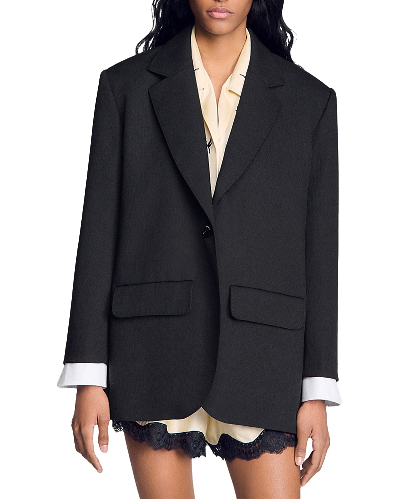 Sandro Mixed Material Satin Jacket