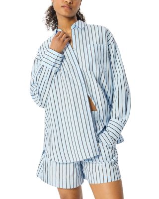 Cotton Blend Poplin Stripe Shirt