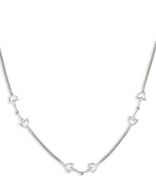Sterling Silver Staffa Stirrup Station Necklace, 17-19.7"
