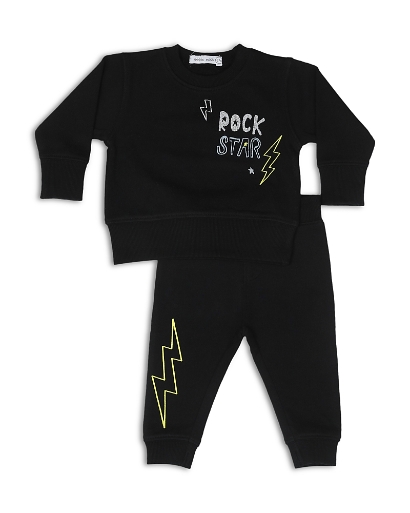 Little Mish Boys' Rock Doodles Embroidered Details French Terry Top & Pants Set - Baby