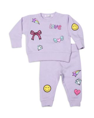 Girls' Doodle Patch Appliqu&eacute;s French Terry Top & Pants Set - Little Kid
