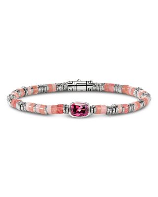 Sterling Silver Heishi Rhodolite & Multi Gemstone Bead Bracelet