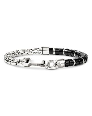 Sterling Silver Heishi Onyx Half Beaded Bracelet