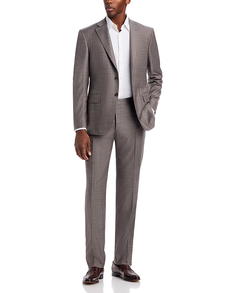 Canali Sienna Greige Regular Fit Denim Effect Tonal Stripe Suit