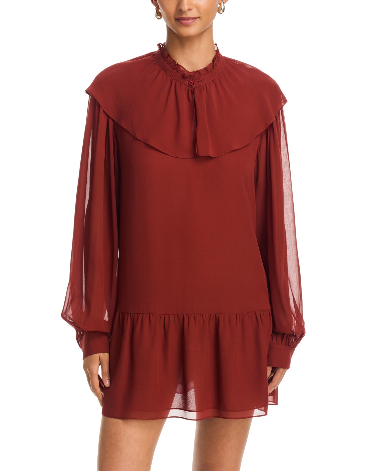 Frame The Silk Soirée Ruffle Collar Dress