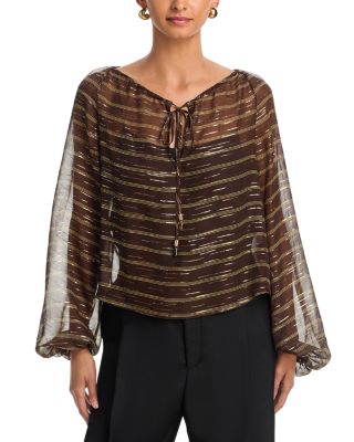 The Balloon Blouse Silk-Blend Illusion Top