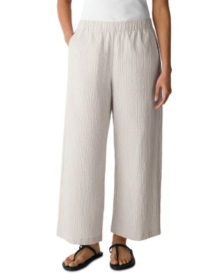 Check Print Wide Leg Ankle Pants