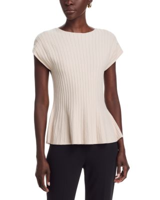 Ribbed Cap Sleeve Peplum Sweater