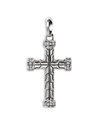 Sterling Silver JH Essential Diamond Cross Pendant, 0.09 tcw
