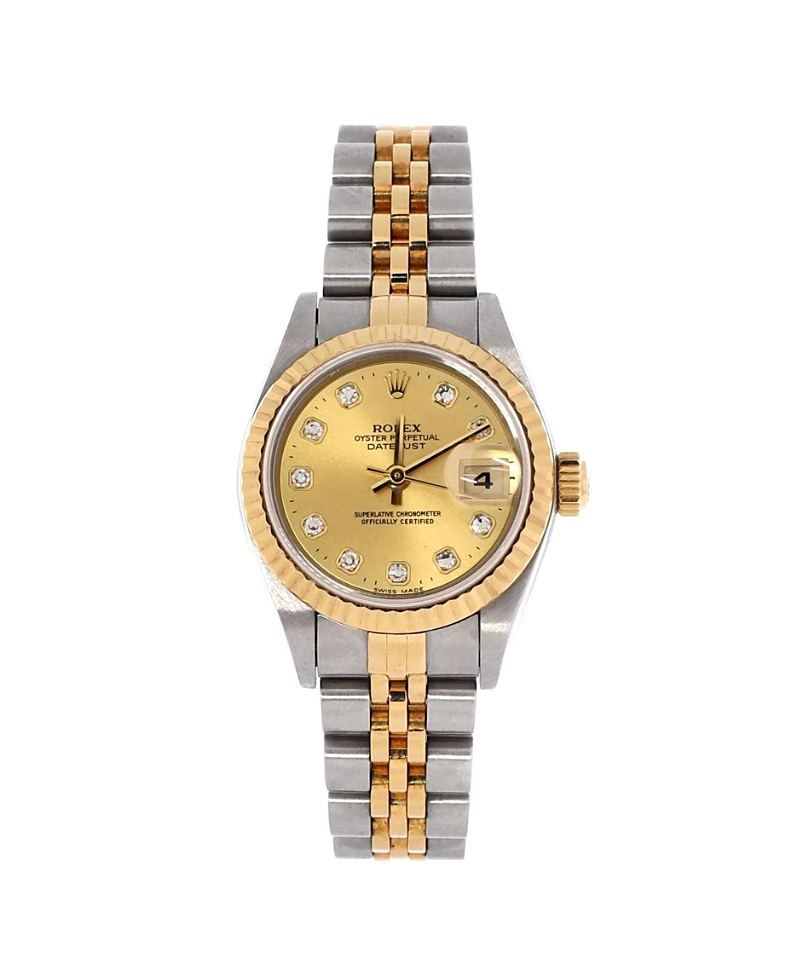 Pre-Owned Rolex Oyster Perpetual Datejust Automatic Watch in Stainless Steel and Gold with Diamond Markers 26mm