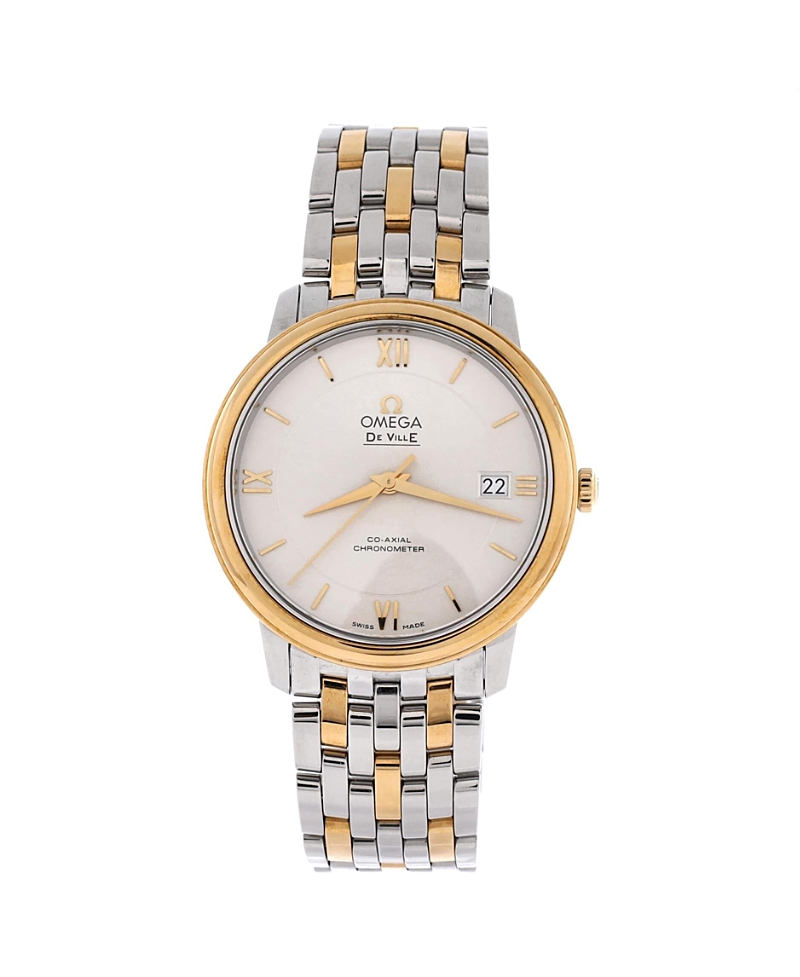 Pre-owned Pre-owned Omega Omega De Ville Prestige Co-axial Chronometer Automatic Watch In Stainless Steel And Gold 3 In White