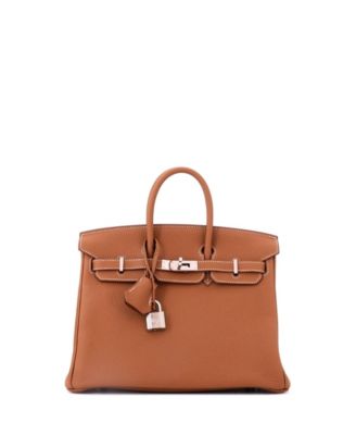 Birkin 25 Handbag Brown Togo with Palladium Hardware