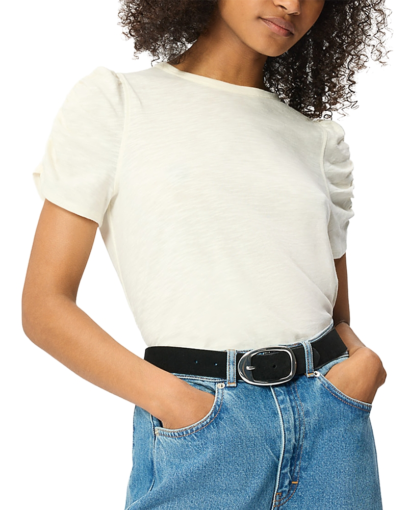 Whistles Round Neck Gathered Sleeve Tee