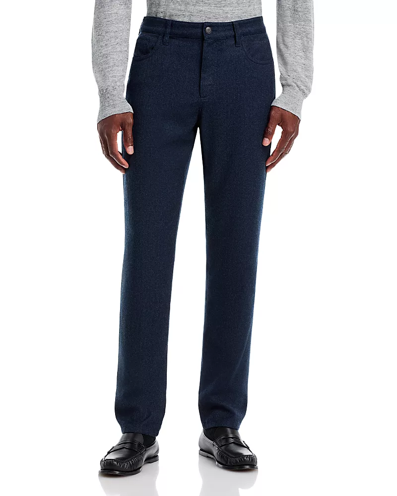 Canali Regular Fit Flannel Five Pocket Trousers