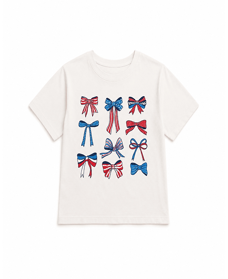 Prince Peter Collection Girls' America Bows In A Grid Tee Top - Big Kid
