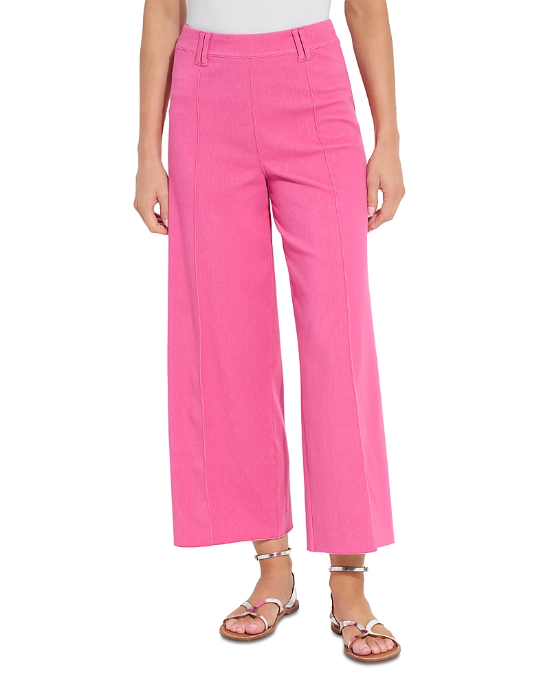 Lysse Erin Pintuck High Rise Ankle Wide Leg Jeans in Hot Pink
