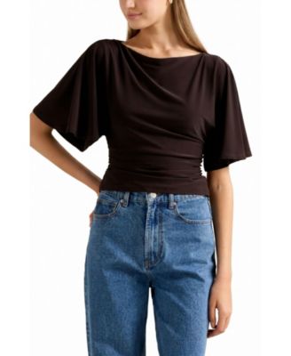  Women's Paige Flutter Sleeves Tie Back Top
