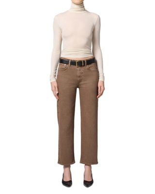 Petites Palma High Rise Straight Jeans in Cocoa