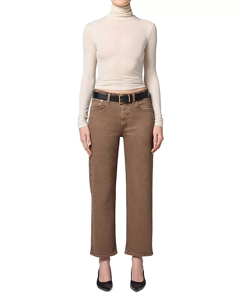 Citizens of Humanity Petites Palma High Rise Straight Jeans in Cocoa