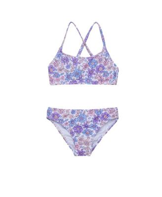 Girls' Vintage-Like Flower Criss Cross Strap Swim Set - Little Kid, Big Kid