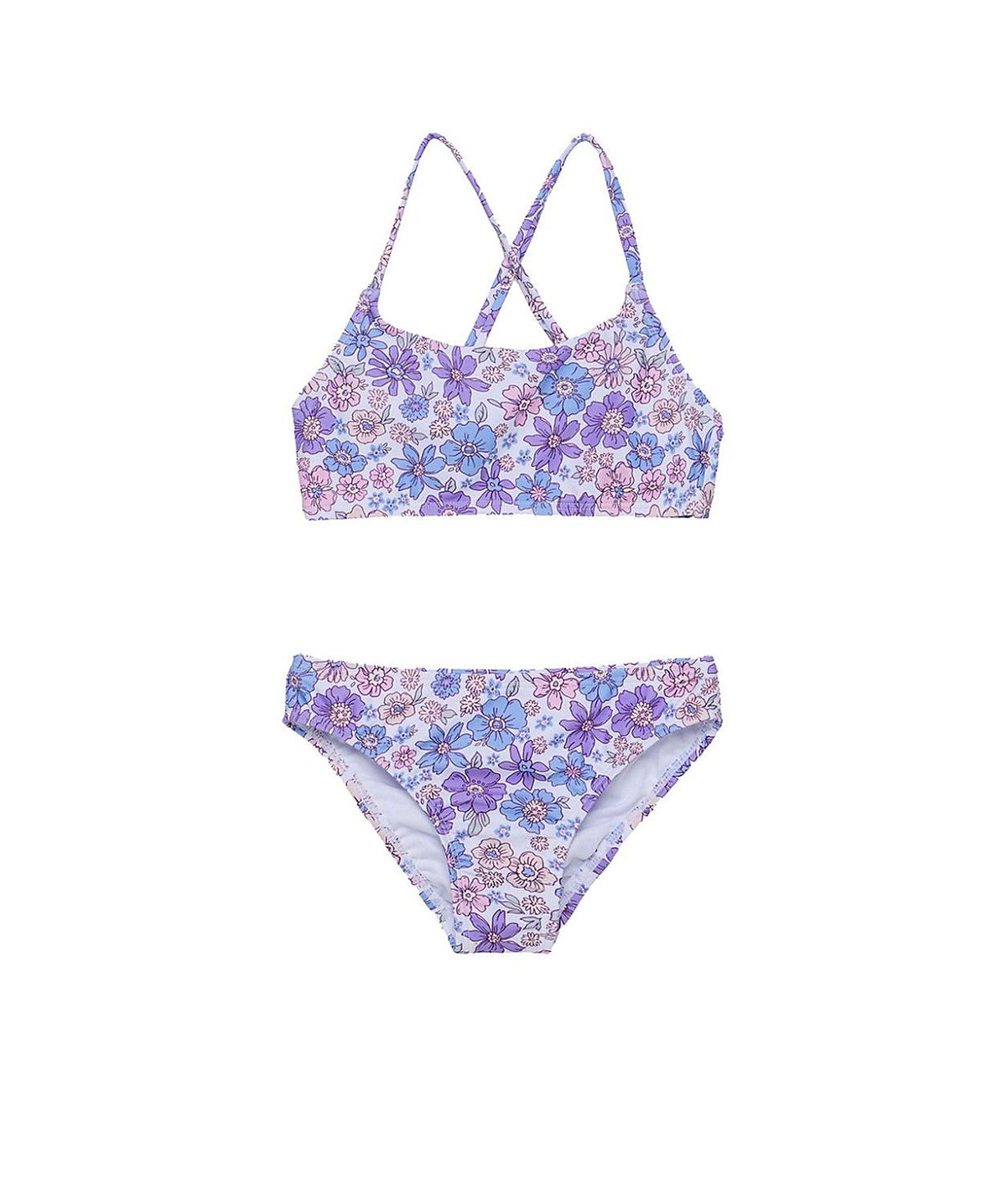 Gottex Kids Girls' Vintage-Like Flower Criss Cross Strap Swim Set - Little Kid, Big Kid