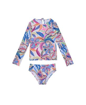 Girls' Tropic Fun Long Sleeve Rash Guard Set - Little Kid, Big Kid