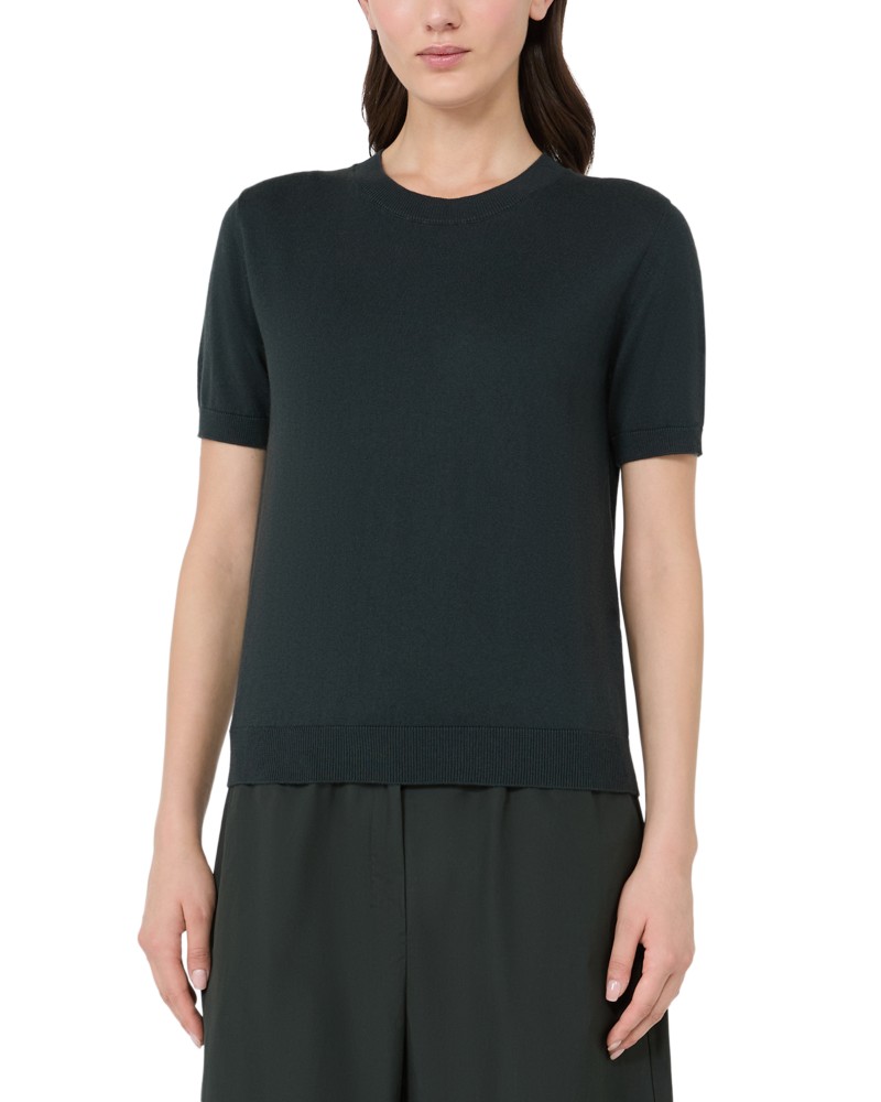 Max Mara Smmgiulietta Short Sleeve Sweater in Dark Green