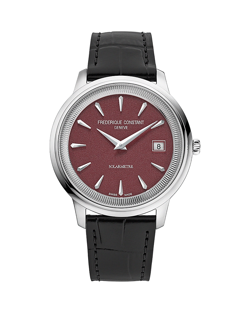 Frederique Constant Solarmetre Moneta Leather Strap Watch, 39mm
