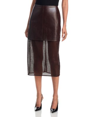 Novah Faux Leather Midi Skirt