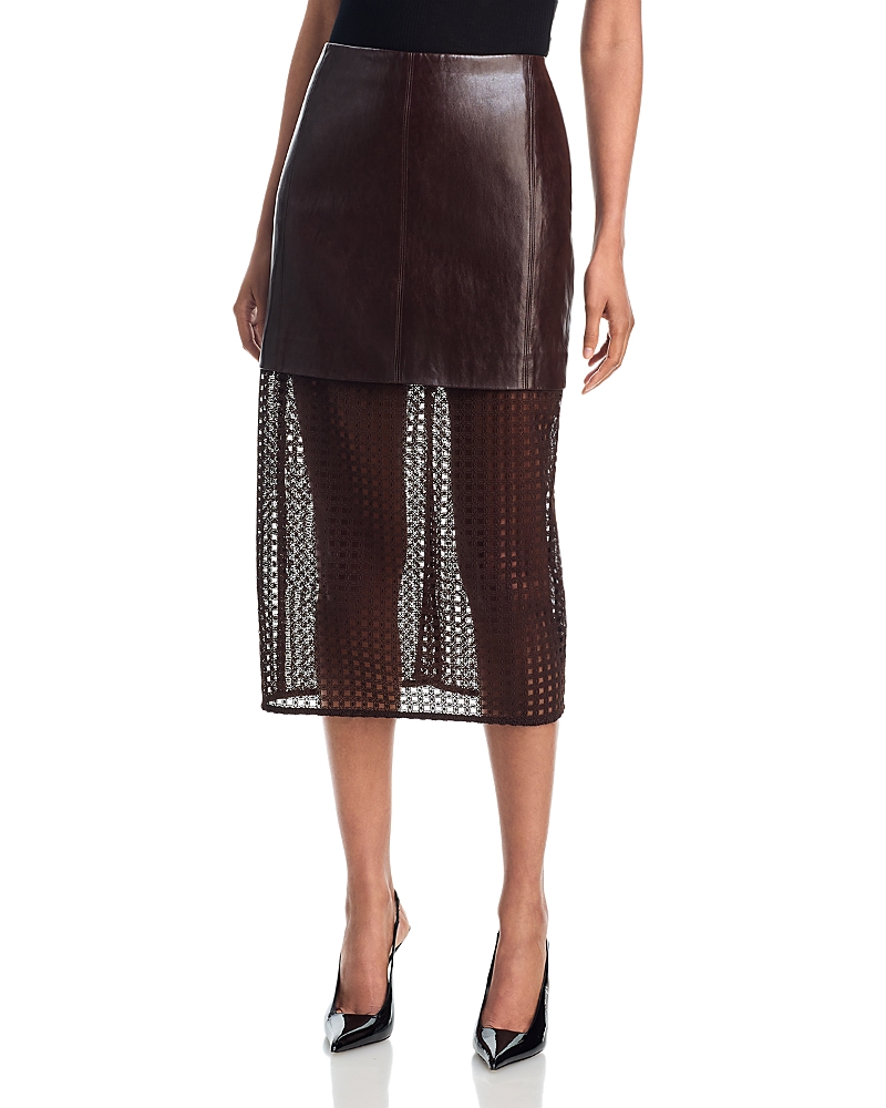 Milly Novah Faux Leather Midi Skirt