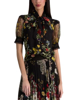 Brentley Tie Neck Puff Sleeve Blouse