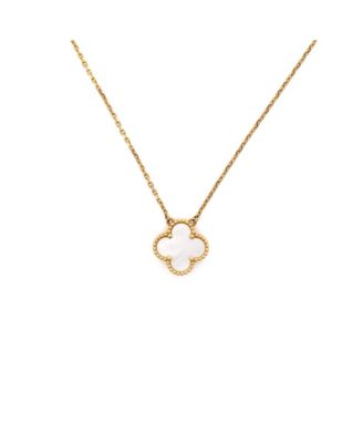  Vintage Alhambra Pendant Necklace 18K Gold and Mother of Pearl, 16.5"