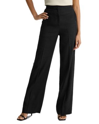 Linen Blend Stretch Wide Leg Pants