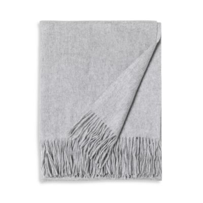 Sofia Cashmere Fringed Throw Blanket In Gray
