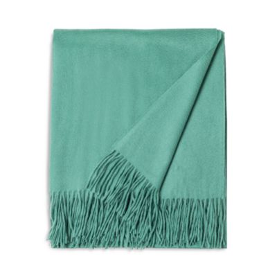 Sofia Cashmere Fringed Throw Blanket In Blue
