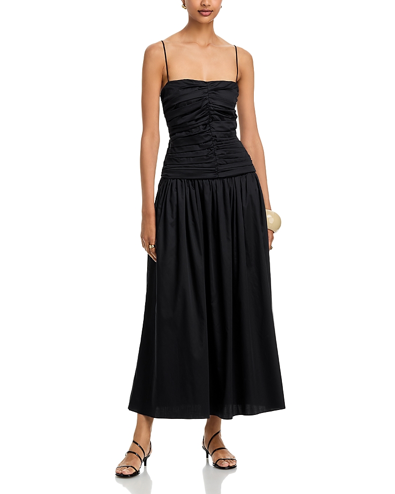 Tove Amina Cotton Ruched Bodice Midi Dress