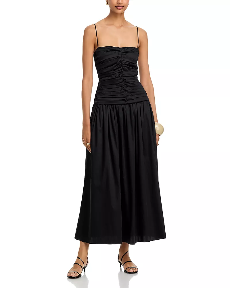 Tove Amina Cotton Ruched Bodice Midi Dress