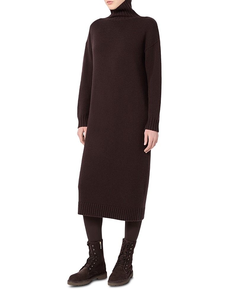 Max Mara Mxmfragore Knit Dress In Dark Brown