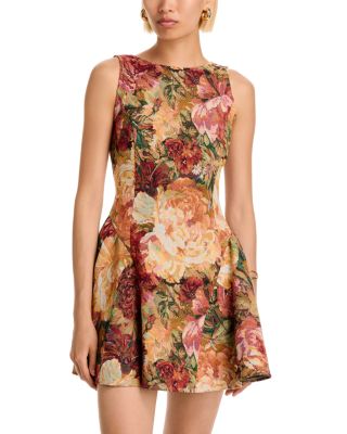 Floral Brocade Mini Dress - Exclusive