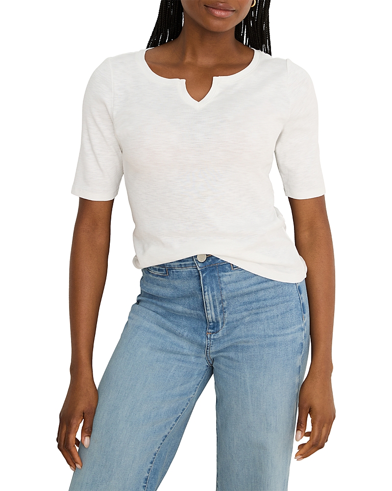 Nzt By Nic+zoe Elbow Sleeve Notch Tee