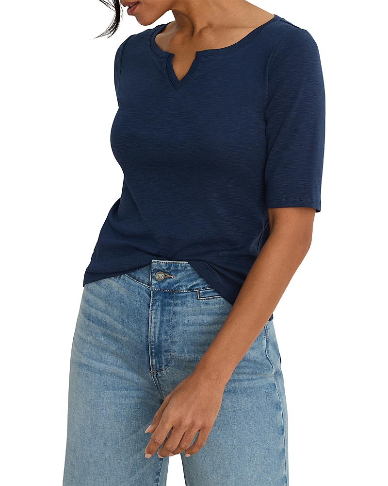 Nzt By Nic+Zoe Elbow Sleeve Notch Tee