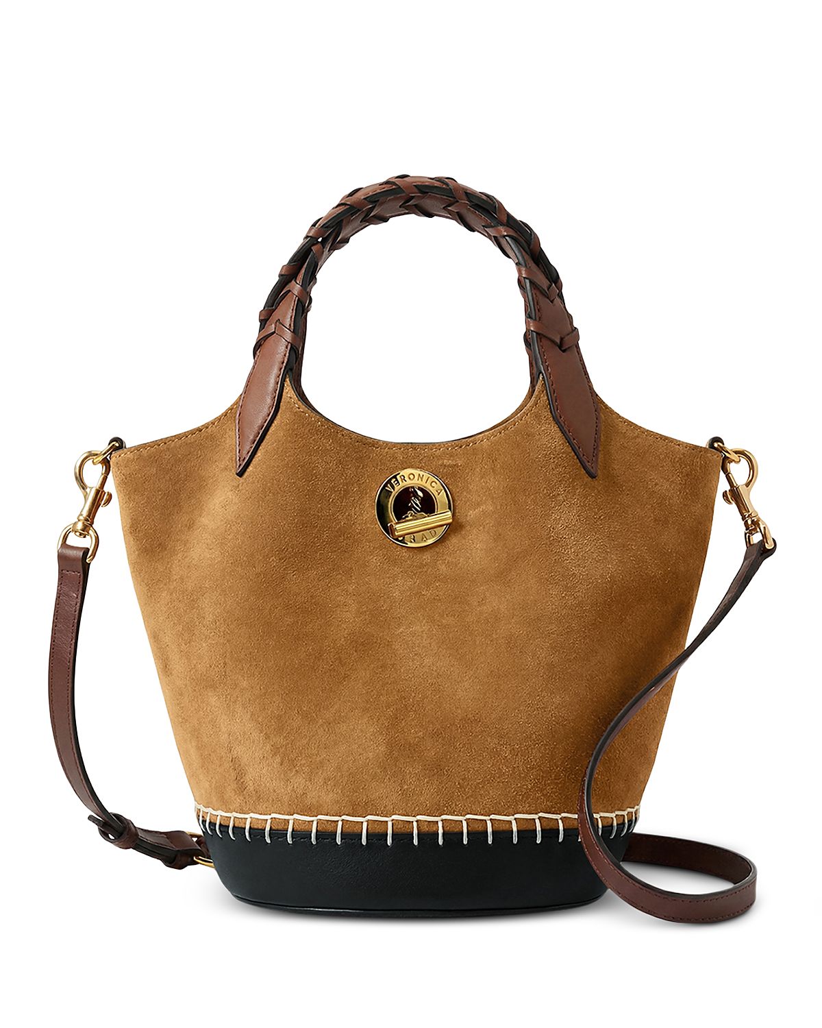 Veronica Beard Anchor Whipstitch Suede Crossbody Tote
