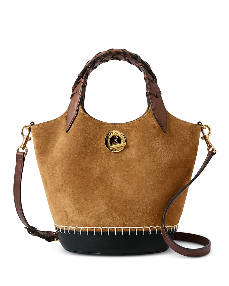 Veronica Beard Anchor Whipstitch Suede Crossbody Tote