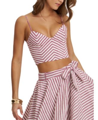  Xola Chevron Striped Linen Cropped Top