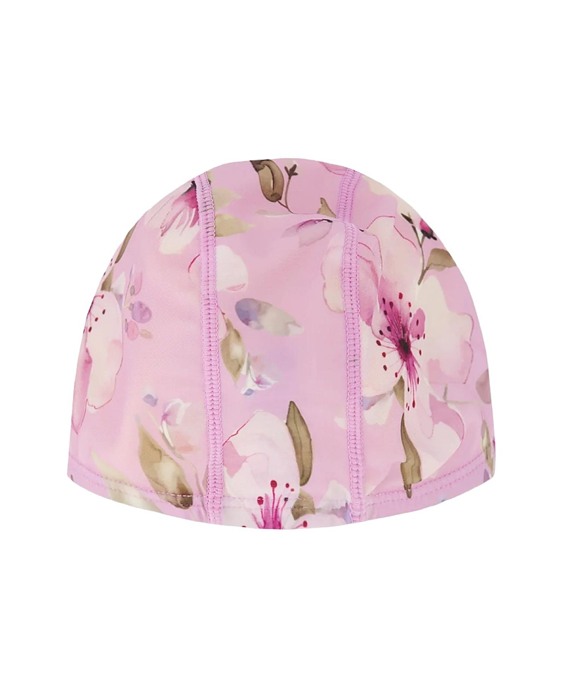 Deux par Deux Girls' Flexible Fit Flower Swim Cap - Little Kid, Big Kid