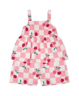 Girls' Organic Cotton Jersey Cherries Sleeveless Romper - Little Kid