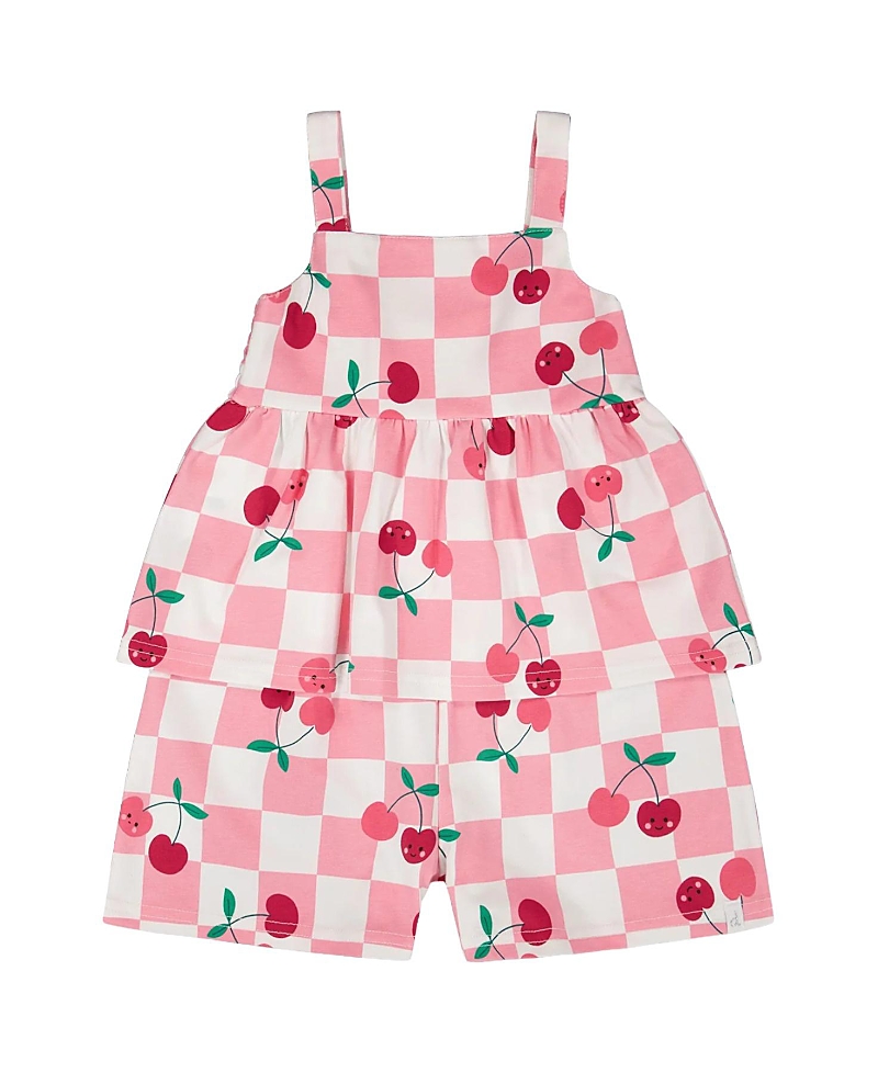 Deux par Deux Girls' Organic Cotton Jersey Cherries Sleeveless Romper - Little Kid